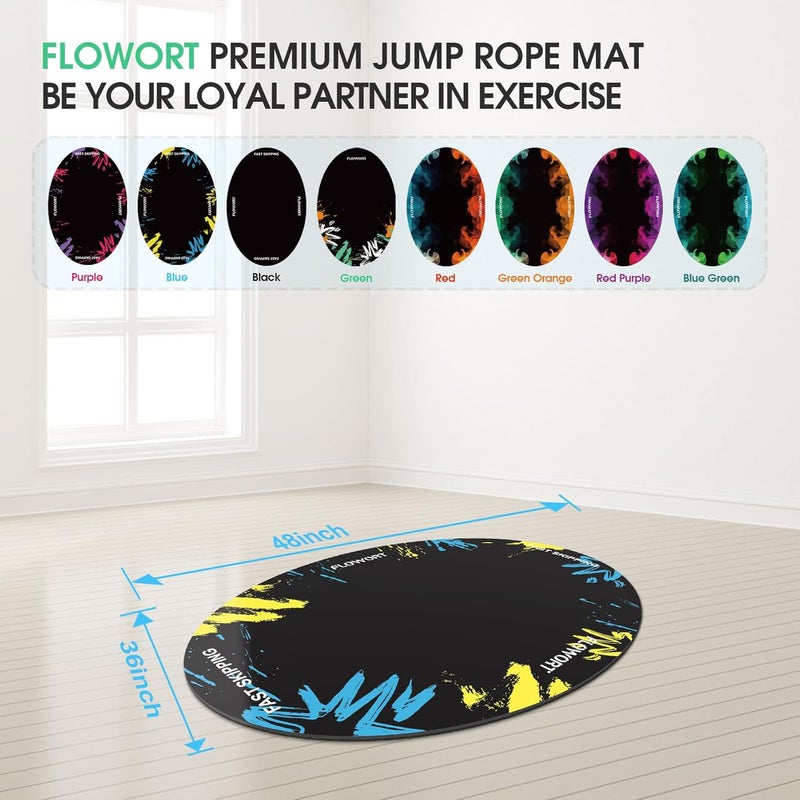 Flowort Cheete Jump Rope Mat Large Rubber Exercise Mat Indoor Outdoor Shock Absorbing Mat Non-Slip Oval Design for Floor & Rope Protection, Workout Mats for Home Gym Flooring - Image 3